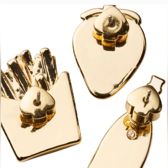 Kate Spade Strawberry, Bottle And Gold Fries Earrings Set, New In Box - Picture 3 of 6